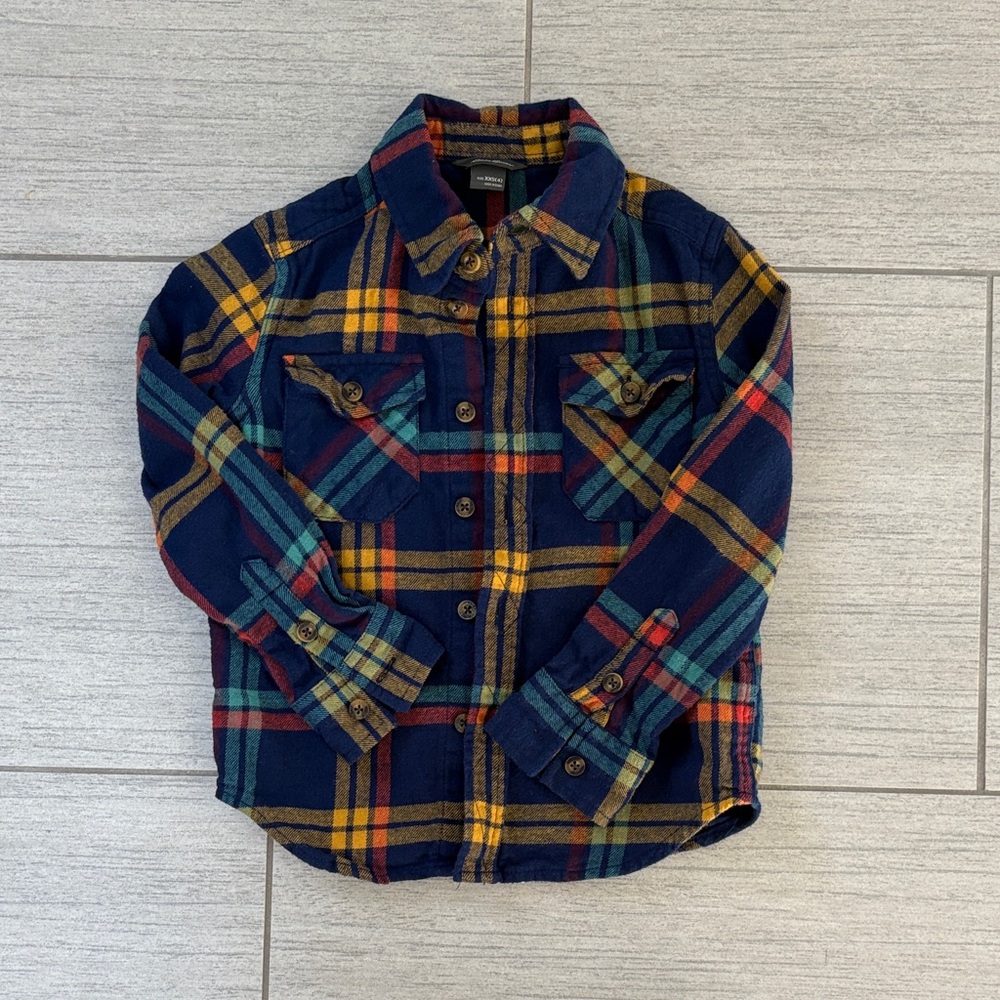 Eddie Bauer Kids Plaid Shirt - Navy, Yellow, Red